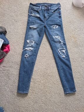 American Eagle Outfitters Women’s Ripped Skinny Jeans - Blue